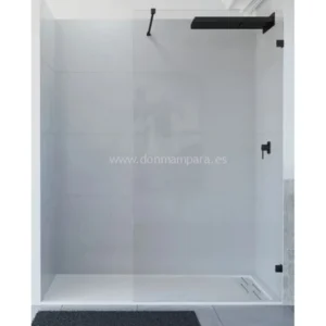 Panel fijo ducha A MEDIDA Remo 8mm NEGRO - Pinzas acero inox